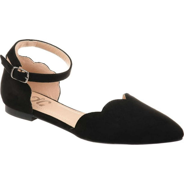 Women's Journee Collection Lana Pointed Toe Ankle Strap Flat Black ...