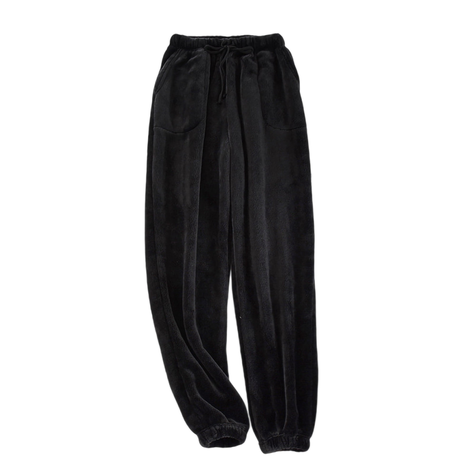 MAWCLOS Men Pajama Pants Elastic Waist Pj Bottoms Sleepwear Lightweight Sleep Trousers Black XL