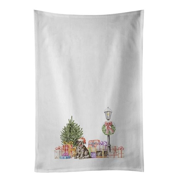 Carolines Treasures CK8150WTKT 28 x 19 in. Unisex Labrador Retriever Puppy Black with Christmas Wonderland White Dish Towels Kitchen Towel - Set of 2