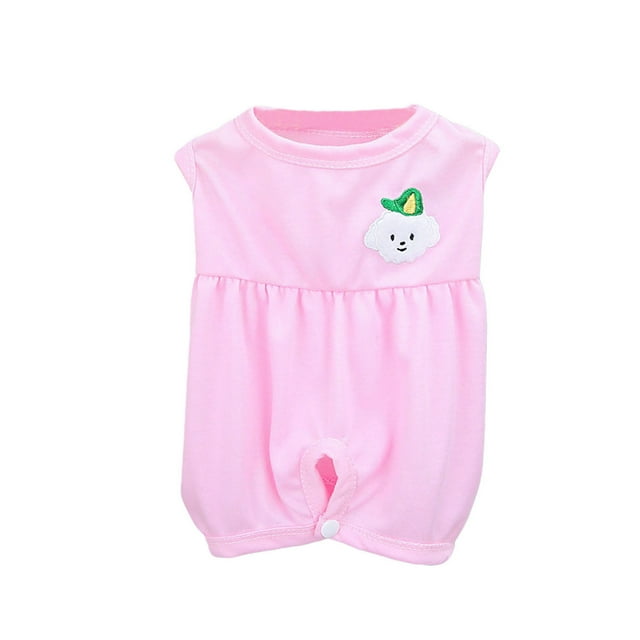 CSChome Pet Recovery Suit Pet Recovery Suit Embroidered Cartoon Design Button Closure Stretchy Sleeveless Lick Breathable Puppy Surgery Rehabilitation