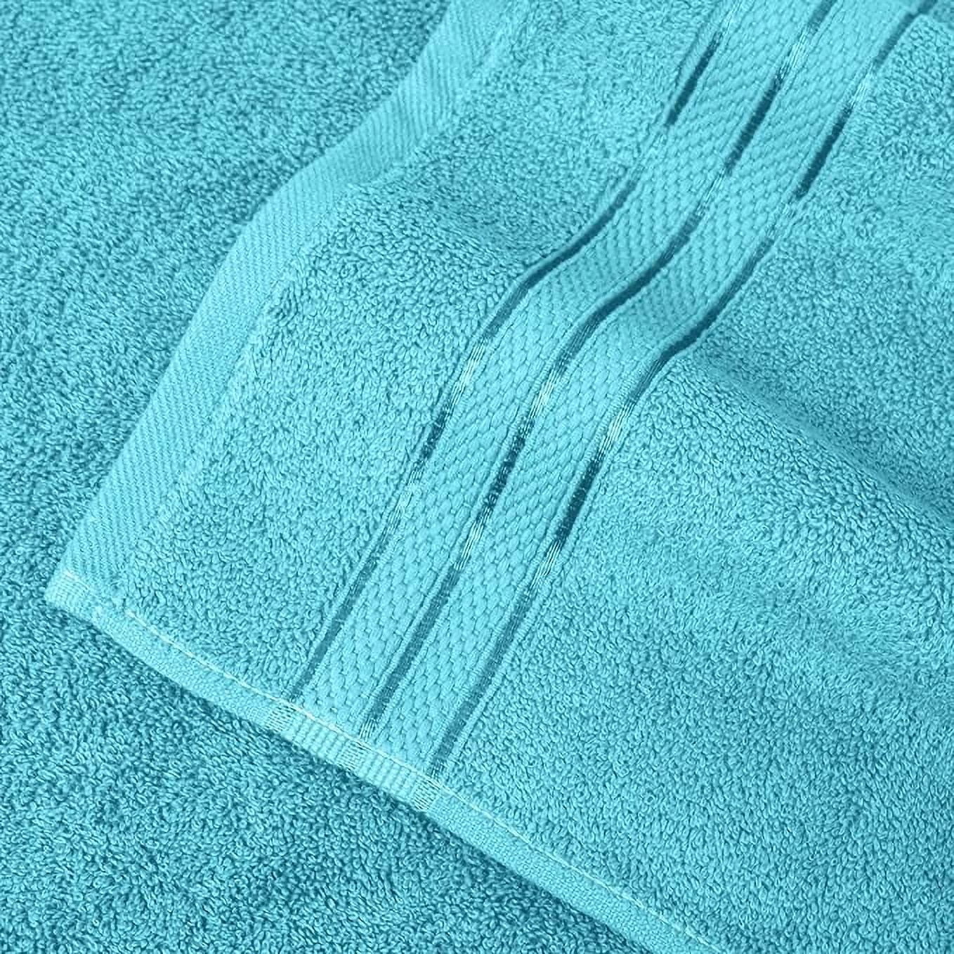 Elegant Comfort Turkish Cotton Hand Towel Set, 4-Pack, 16" x 28", Highly Absorbent - Soft Bathroom Towels, Aqua