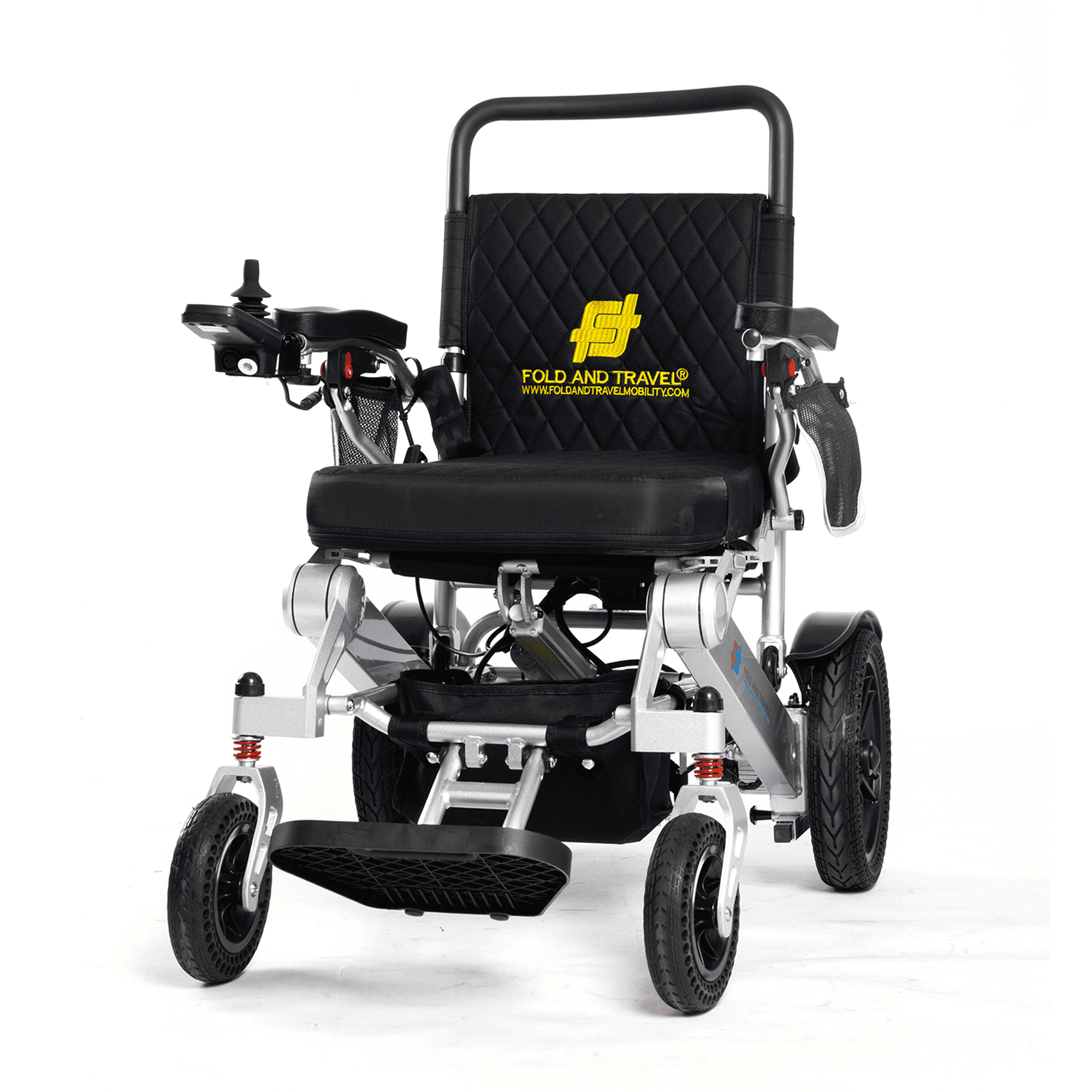 Fold And Travel Auto Fold Remote Control Light weight Portable Electric Power Wheel chair - Black Seat, Silver Frame