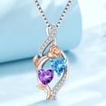 thumbnail image 2 of Taioiat Double Birthstone Necklaces for Women 18K Gold Plated Birthstone Rose Flower Jewelry Anniversary Valentines Day Mother's Day Birthday Gifts for Her Wife Girlfriend Mom, 2 of 7