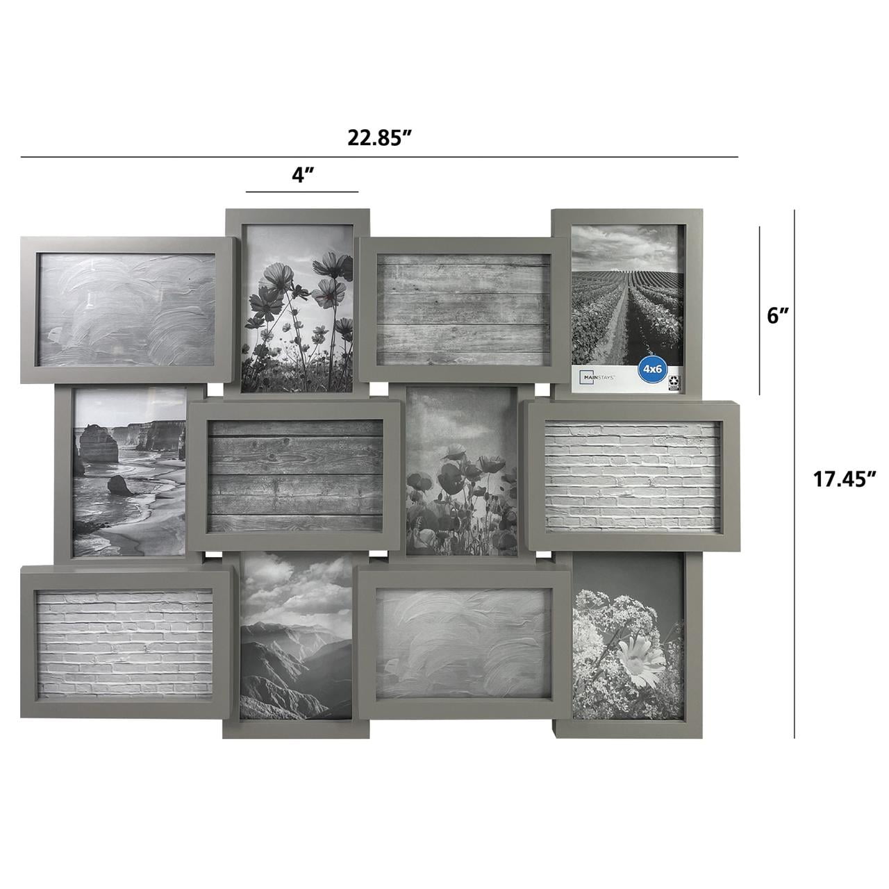 (2 pack) Mainstays 12-Opening 4x6 Linear Grey Collage Picture Frame (Holds 12 - 4x6 inch Photos)