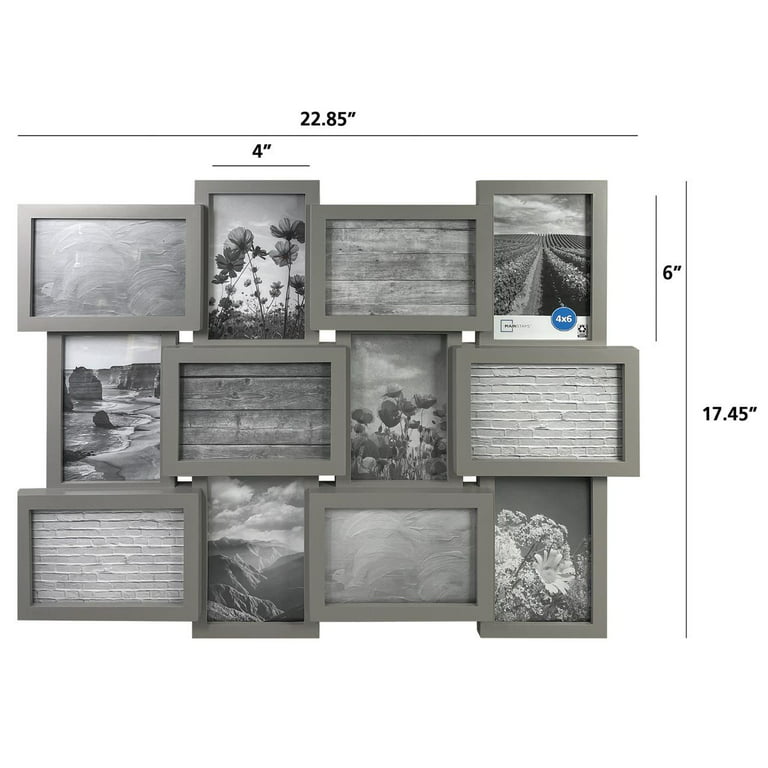 Collage Picture Frame with 8 Openings for 4x6 Photos- Wall Hanging Multiple  Photo Frame Display for Personalized Decor by Hastings Home (Black)