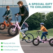 MOONCOOL Electric Tricycle for Kids ,16x3 3 Wheel 250W 10.4Ah Etrike W/ LED headlight & Rear Basket & horn bell & DIY stickers,6/9/12.5 MPH