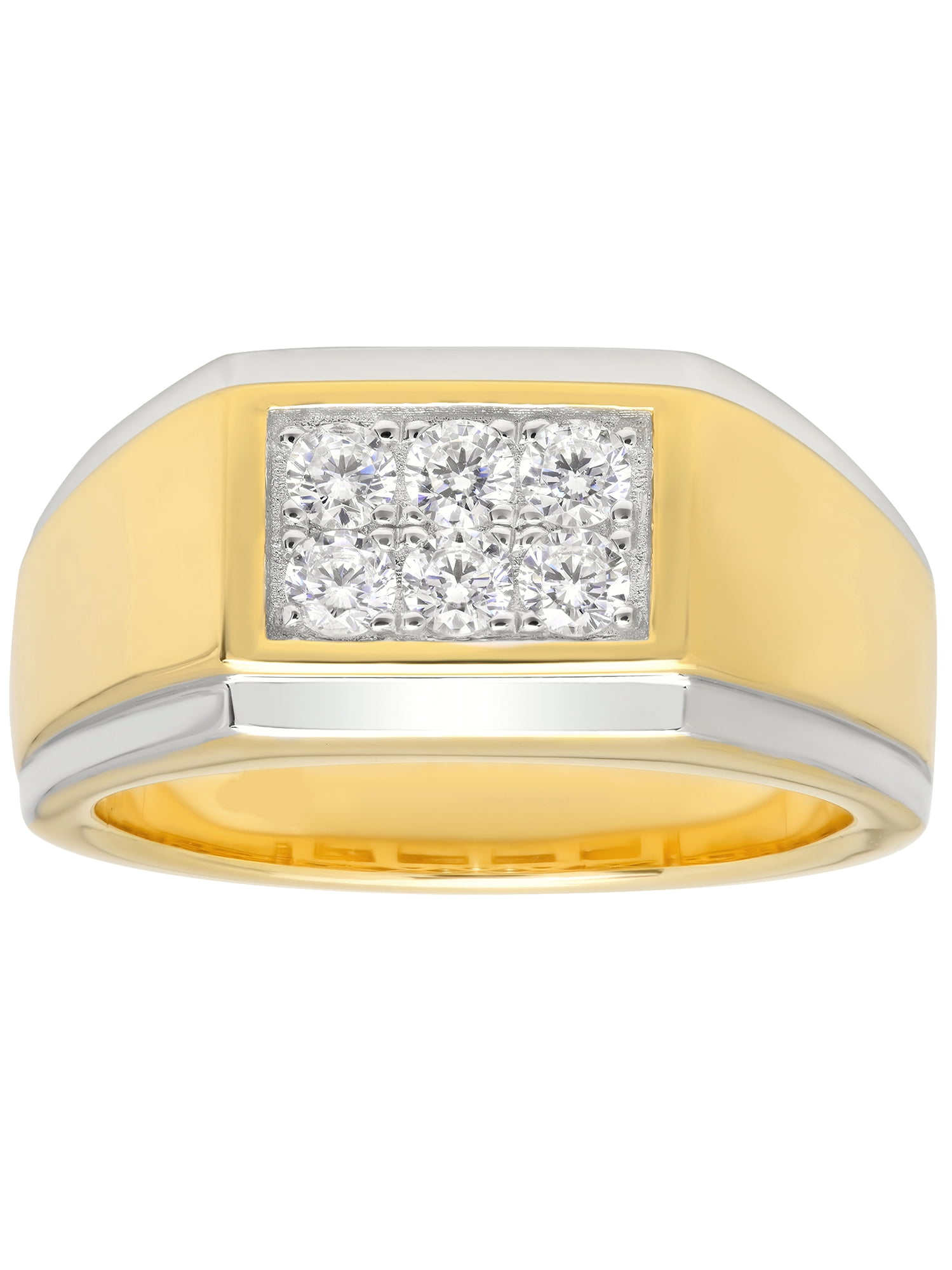 Mens 14K Gold Plated Sterling Silver Cubic Zirconia - Mens Ring