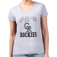 thumbnail image 4 of Women's G-III 4Her by Carl Banks Heather Gray Colorado Rockies Super-Slim Fit Lightweight Team Logo Graphic V-Neck, 4 of 5