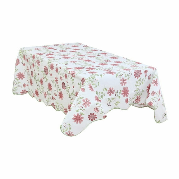 Vinyl Plastic Home Picnic Nine-petals Flower Pattern Printing Waterproof   Cover Red Rectangle 41x60
