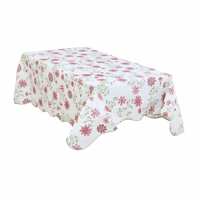Plástico de vinilo Picnic casero Nueve pétalos Patrón de flores Impresión Agua Resistente al aceite de mesa Cubierta de mantel Rectángulo rojo 41 x 60