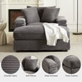 thumbnail image 6 of TUANLUO 44" Single Chaise Lounge Indoor, Oversized Corduroy Lounge Chair with Ottoman, Deep Seat Single Recliner Chair with Pillows, Soild Wood Sofa Couch for Living Room, Grey, 6 of 8