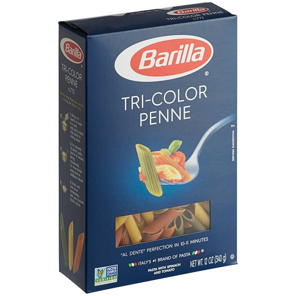 Barilla 12 oz Tri-Color Penne Rigate Pasta - 16/Case