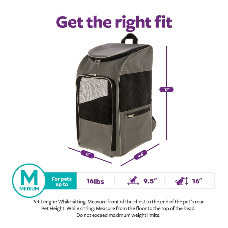 TrustyPup Medium Gray Cat Dog Travel Pet Backpack for Hikes and