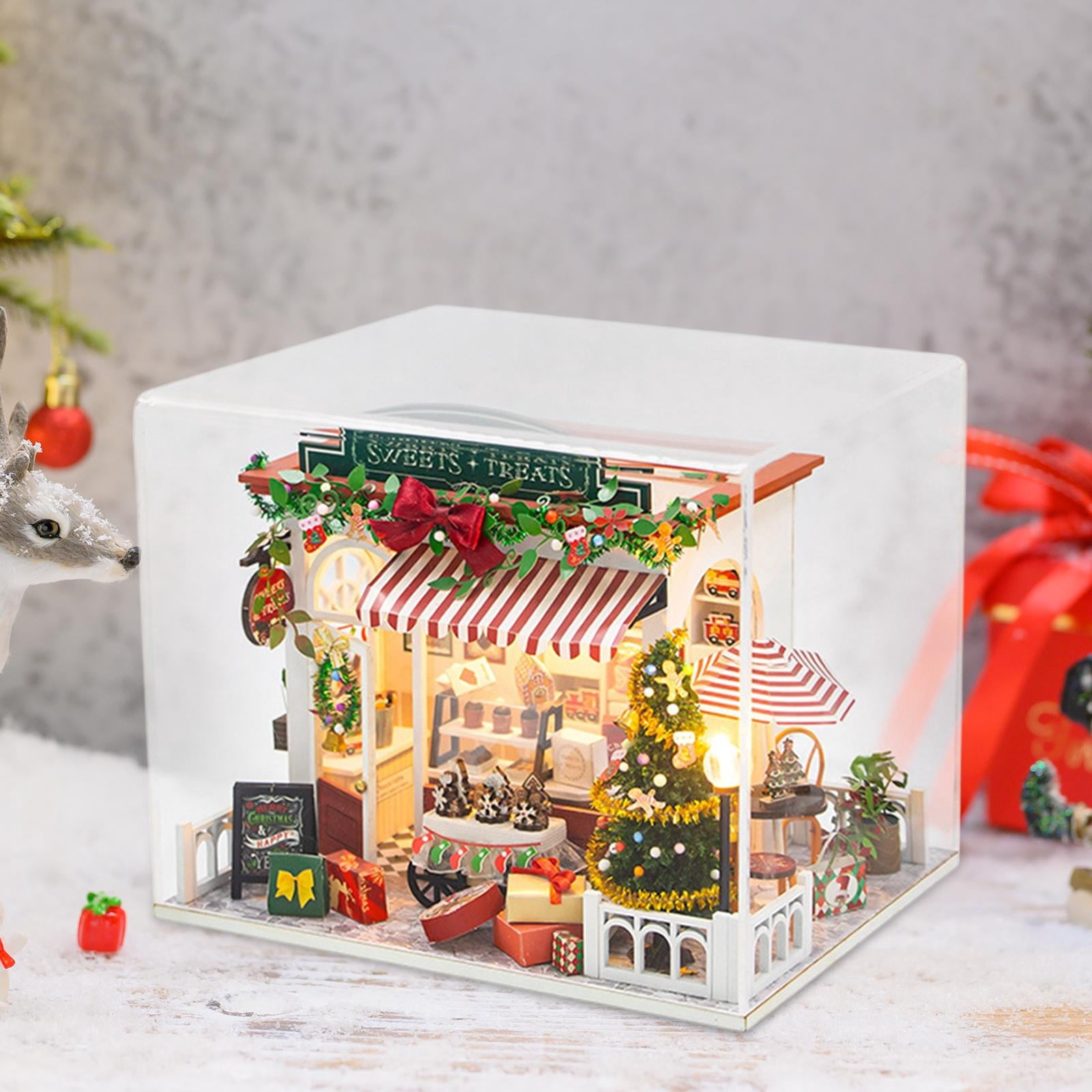 DIY Mini House Craft Kit Christmas Cottage Handmade Wood Construction with Lights for Adults Holiday Decor