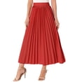 thumbnail image 4 of INSPIRE CHIC Women's High Waisted Side Zipper Work Casual Vacation Flowy Long Pleated Maxi Skirts S Red, 4 of 6