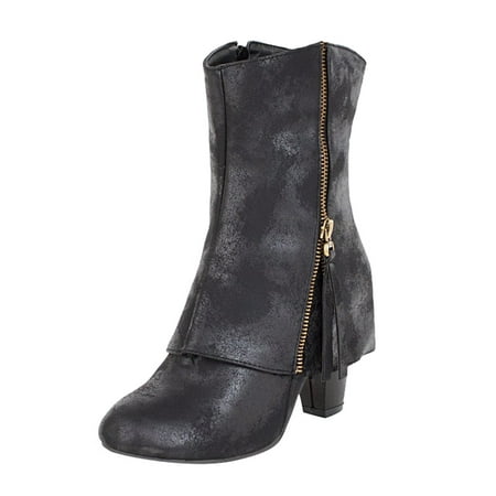 

Ladies Autumn And Winter Fashion Handsome Retro Embroidery Embroidery Thread Thick Heel Pointed Toe