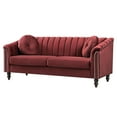 thumbnail image 3 of Gewnee Chesterfield Velvet Sofa Couch with Nailhead Trim and 2 Pillows for Living Room,Red, 3 of 8