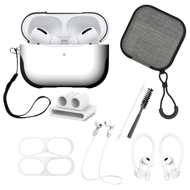 Funda Alto Brillo y Kit Accesorios Gadget Collection Mx Para airpods Pro 9 Piezas Blanco GC-FABKAAP