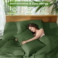thumbnail image 2 of Sonoro Kate Breathable Bamboo Bed Sheet Set - Deep Pockets - 4 Piece, Queen, Olive Green, 2 of 6