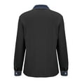 thumbnail image 4 of Womens Long Sleeve Shirts Denim Collar Button Up Patchwork Knit Casual Wear Tops for Women Trendy Black L, 4 of 9