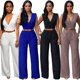 thumbnail image 4 of Ropa informal de verano de talle alto y color liso para mujer, pantalones ajustados sexis sin mangas con escote en V estilo europeo y americano, 4 of 6