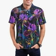 thumbnail image 2 of Balery Starry Night Iris Field Printed Men’s Short Sleeve Polo Shirt, Midweight Men's Shirt,Golf Polo shirts -4X-Large, 2 of 8