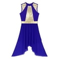 thumbnail image 3 of YONGHS Women's Color Block Lyrical Praise Dance Tunic Sleeveless Stage Performance Dance Dress Royal Blue S, 3 of 5