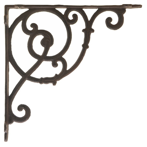 Decorative Cast Iron Wall Shelf Bracket Ornate Vine Rust 10" Deep