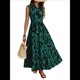 thumbnail image 1 of Vestido Maxi Floral de Verano para Mujer, Cuello Abotonado, Cintura Anudada, Volantes Escalonados, Sin Mangas, Estilo Bohemio, Verde L, 1 of 9