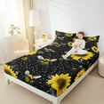 thumbnail image 4 of Manfei Cartoon Rustic Bee Animal Full Size Sheets for Kids, Vibrant Farmhouse Sunflower Bed Sheets, Black Yellow Sheet Sets, Microfiber Bedroom Decor, 4-Piece, 4 of 7