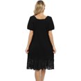 thumbnail image 4 of Women Short Sleeve Nightgowns Square Neck Sleepshirts Sleepwear Sexy Lace Trim Night Gowns Soft Short Lace Panel Nightdress Pajama Shirts,Black S-2XL, 4 of 7