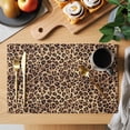 thumbnail image 2 of Leopard Printed Placemats Set of 4, Modern Animals Textured Brown Placemats for Dining Table, Place Mats for Kitchen Tabletop, Waterproof Wipeable Dining Table Mats Set, 2 of 9