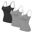 thumbnail image 2 of Otntypg 3 Packs Womens Camisole with Shelf Bra Soft Cotton Athletic Tank Top Adjustable Spaghetti Straps Basic Workout Cami Tops Multicolor#04 XXXXXL, 2 of 3