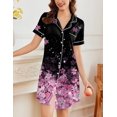 thumbnail image 3 of Ekouaer Nightgowns for Women Button Down Nightshirt Short Sleeve V Neck Nightdress Classic Boyfriend Sleepshirt Light Blue M, 3 of 5