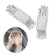 thumbnail image 5 of 1 par de guantes para mujer, cortos de tul de malla para traje de noche, accesorios de graduación, Cosplay blanco Soledad Guantes de encaje de mujer, 5 of 7