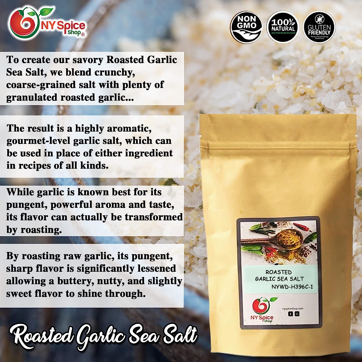 NY SPICE SHOP Roasted Garlic Sea Salt - 5 Pound - Dried Roasted Garlic Powder