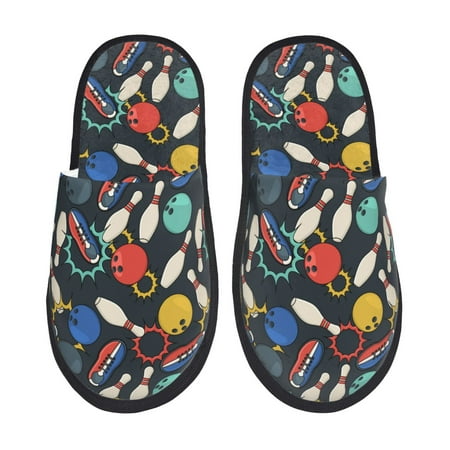 Balery Bowling Ball Slient Indoor Furry Fleece Comfort House Shoes Soft Non-Slip Home Shoes Cotton slippers House Slippers-- Large
