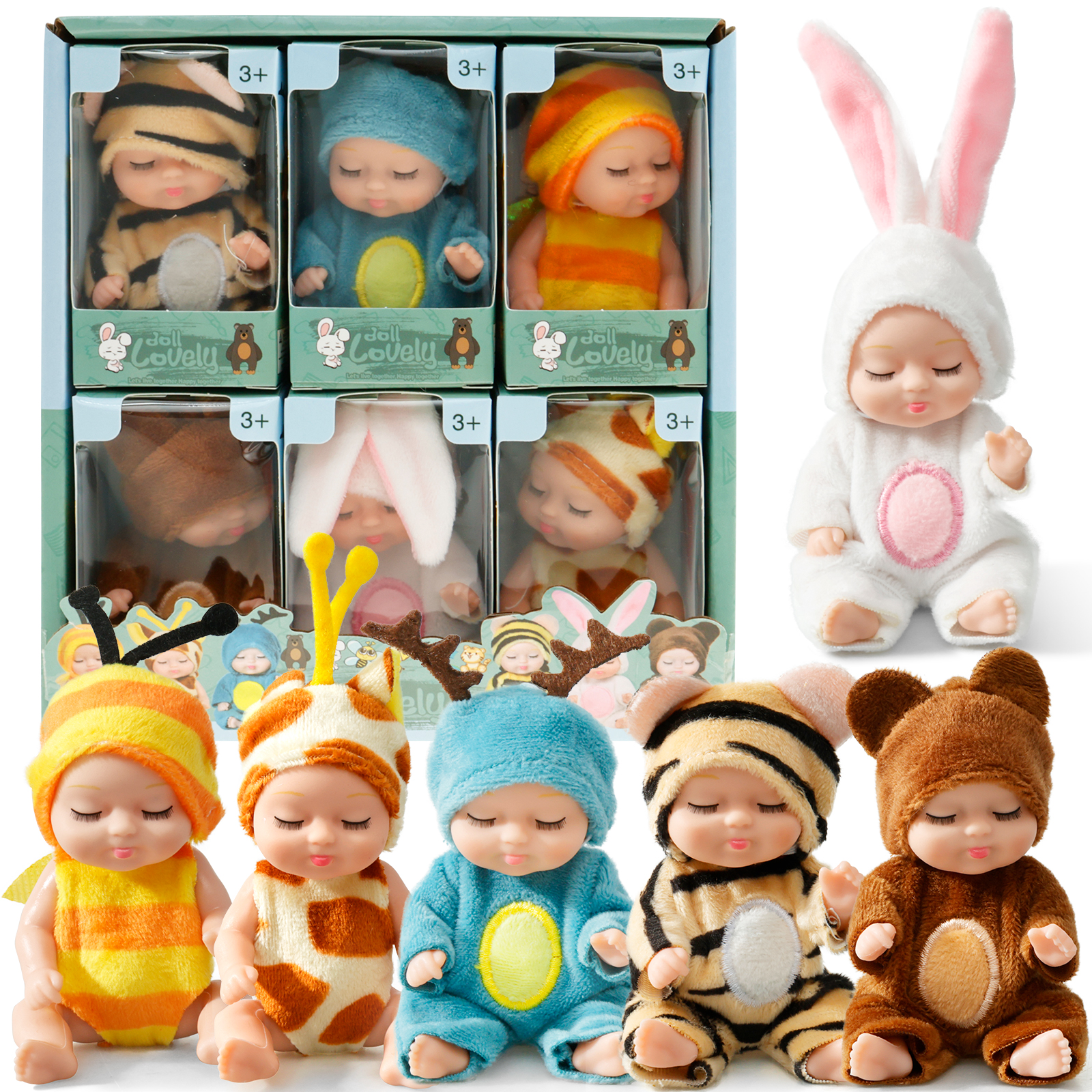 Keyohome 6-Pack Mini Baby Dolls 4 Inch with Clothes photo 3