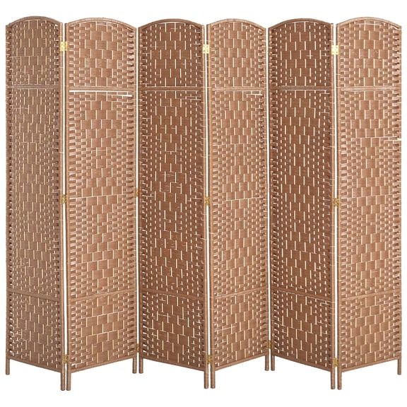 Alvantor Freestanding 6-Panel Privacy Screen with Natural Wicker Rattan for Living Room