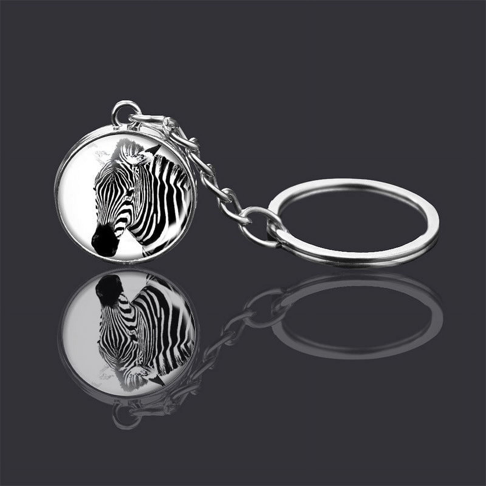 Double-Sided Glass Ball Animal Keychains, Metal Key Ring with Glass Pendant, Unisex Key Accessories, 2cm Diameter