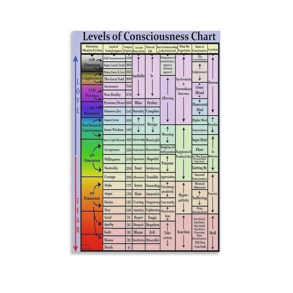 Levels of Consciousness Infographic Poster Canvas Wall Art Posters For Room Aesthetic And Decor Posters For Living Room Bedroom Restroom Office Decor