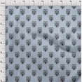 thumbnail image 3 of oneOone Cotton Poplin Light Grayish Blue Fabric Leaves & Floral Block Dress Material Fabric Printed Fabric By The Yard 42 Inches Wide, 3 of 4
