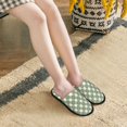thumbnail image 6 of KLL Daisy Plaid Green Slippers for Women Men House Slip on Indoor Outdoor Bedroom Furry Fleece Lined Ladies Comfy Anti-Skid Rubber Hard Sole-Large, 6 of 8