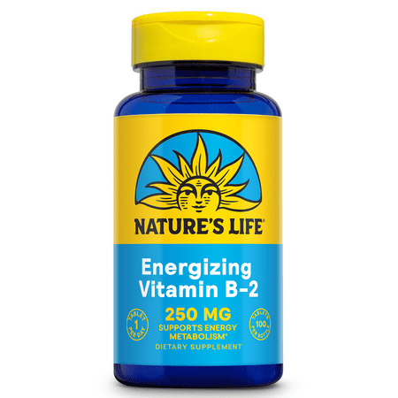 Nature's Life Vitamin B-2 250mg | Powerful Support for Healthy Skin & Metabolism | Easy-to-Swallow Tablets | Non-GMO & Vegetarian | 100ct
