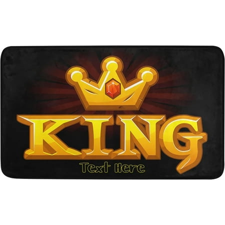 

Custom Gold King Hat Doormat Indoor Outdoor Entrance Door Mat Rug with Name Decor Garden Kitchen Office Mud Door Mat 24x16 Inch