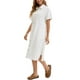 thumbnail image 4 of Vestido de camisa de mezclilla para mujer INSPIRE CHIC, de manga corta, con botones, casual, midi, blanco, talla L, 4 of 6