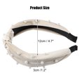 thumbnail image 2 of Unique Bargains 1 Pc Bling Twisted Faux Pearl Velvet Headband Headwear Hairband for Women Beige 1.2 Inch Wide, 2 of 7