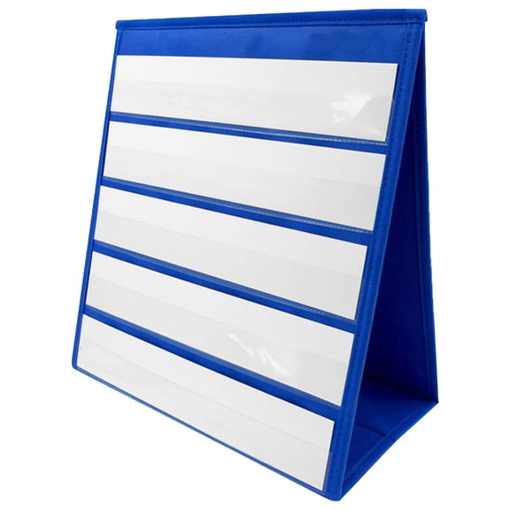 Schedule pocket chart for classroom, Self‑Standing Tabletop Desktop Pocket Chart, Double Sided Desktop Pocket Chart with Bonus 20 Dry Erase Cards for Classroom Home Office,A,43*33