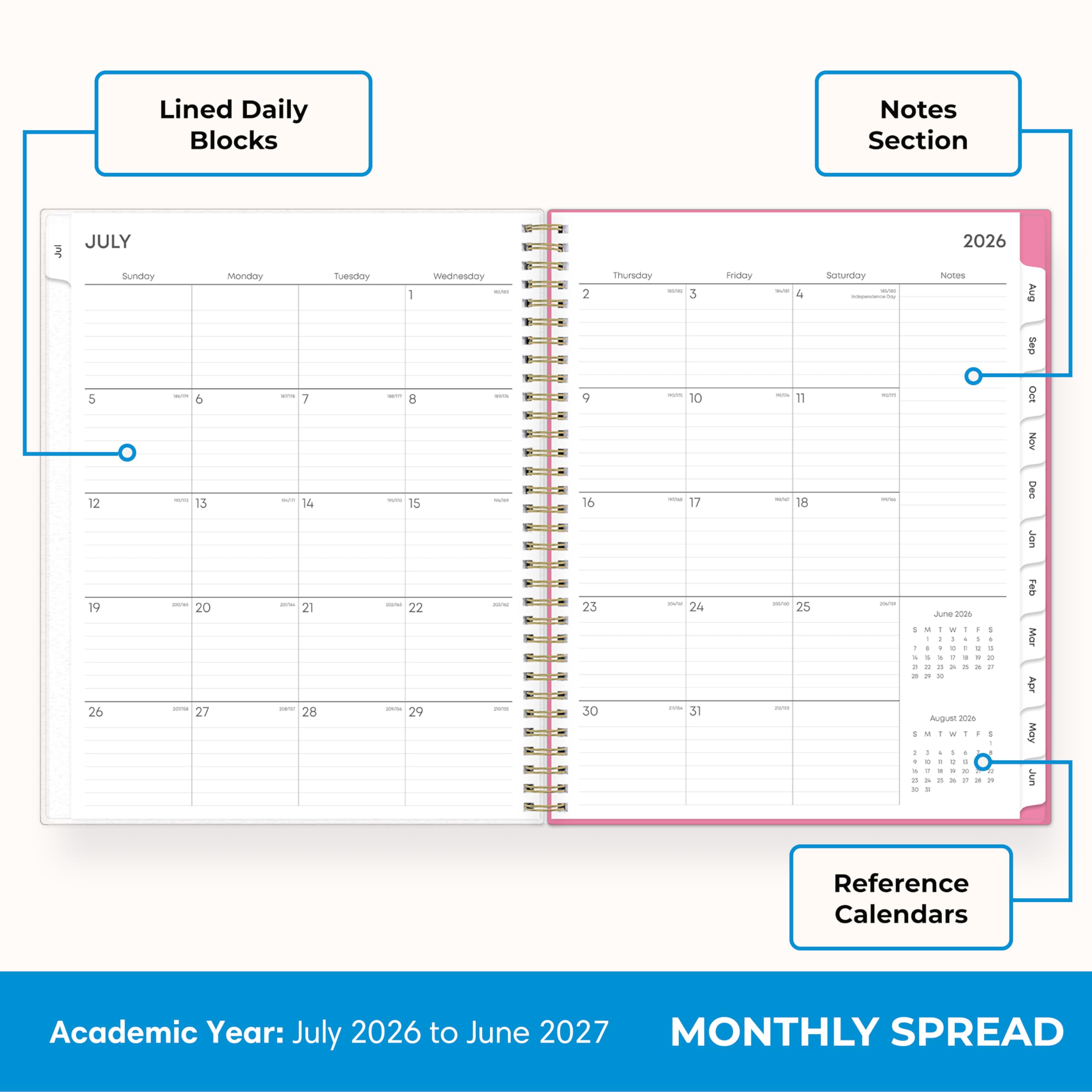 Blue Sky 2026-2027 Weekly and Monthly Planner, 8.5" x 11", Roosevelt Pink photo 7