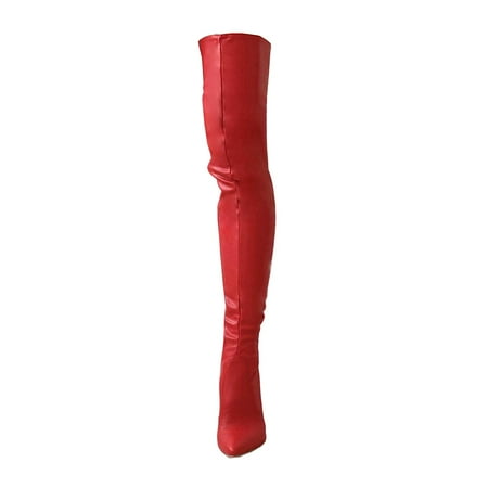 

Fashion Thigh High Boots Outdoor Activities Cold Weather Footwear Winter Zipper Over Comfortable Women Over The Knee Boots for Home Wedding red 39